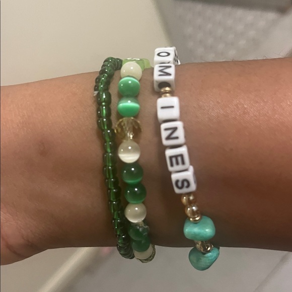 Packers Green and White Beaded Bracelets 3 piece Set - Picture 4 of 5